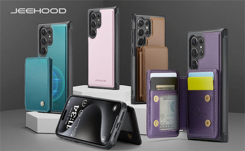 JEEHOOD Samsung Galaxy S24 Ultra Card Holder RFID Blocking Case