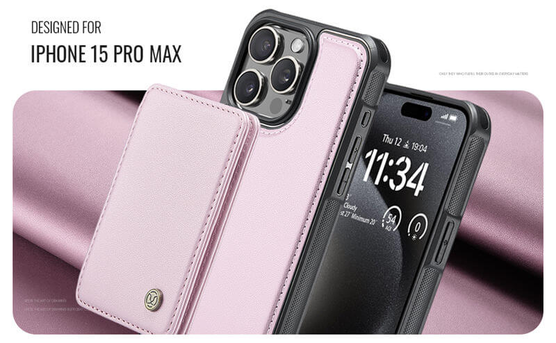 JEEHOOD iPhone 15 Pro Max Card Holder RFID Blocking Case