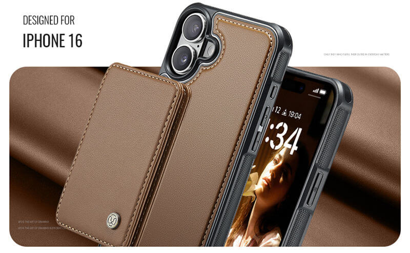 JEEHOOD iPhone 16 Magnetic 2-in-1 Wallet RFID-blocking Case