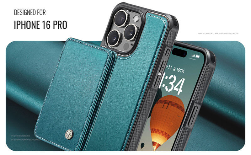 JEEHOOD iPhone 16 Pro Magnetic 2-in-1 Wallet RFID-blocking Case