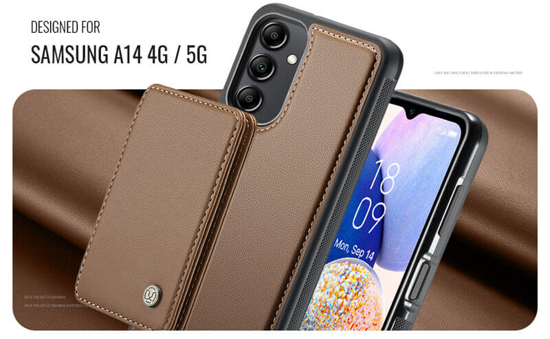 JEEHOOD Samsung Galaxy A14 Magnetic 2-in-1 Wallet RFID-blocking Case