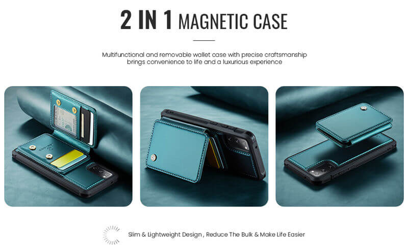 JEEHOOD Samsung Galaxy S20 FE Magnetic 2-in-1 Wallet RFID-blocking Case