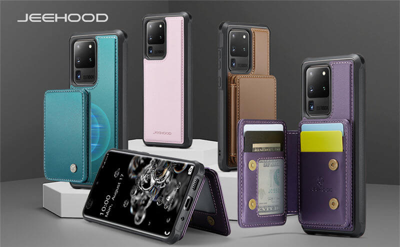 JEEHOOD Samsung Galaxy S20 Ultra Magnetic 2-in-1 Wallet RFID-blocking Case