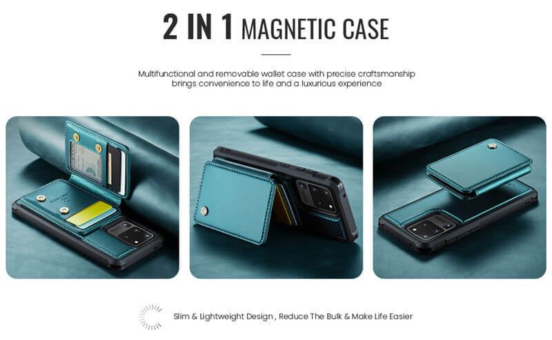 JEEHOOD Samsung Galaxy S20 Ultra Magnetic 2-in-1 Wallet RFID-blocking Case