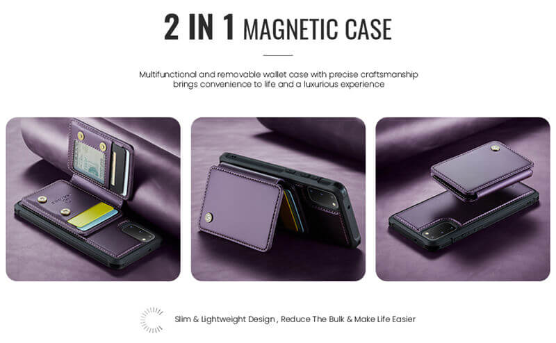 JEEHOOD Samsung Galaxy S20 Magnetic 2-in-1 Wallet RFID-blocking Case