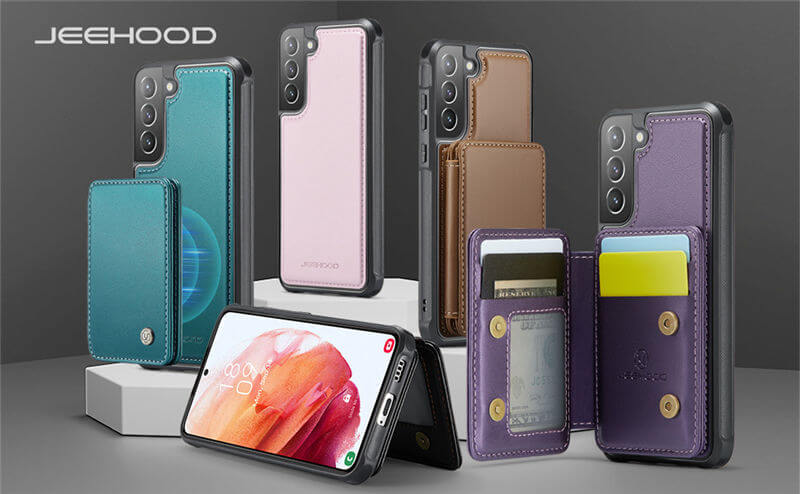 JEEHOOD Samsung Galaxy S21 Plus Magnetic 2-in-1 Wallet RFID-blocking Case