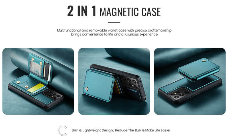 JEEHOOD Samsung Galaxy S21 Ultra Magnetic 2-in-1 Wallet RFID-blocking Case