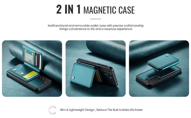 JEEHOOD Samsung Galaxy S21 Magnetic 2-in-1 Wallet RFID-blocking Case