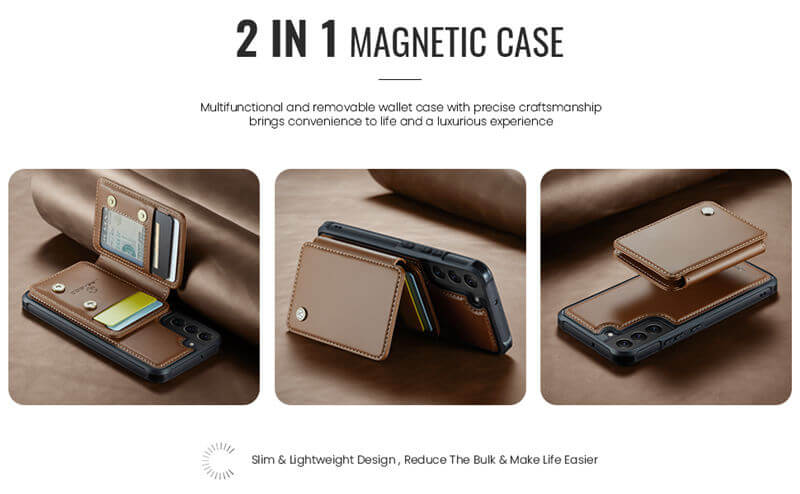 JEEHOOD Samsung Galaxy S22 Ultra Magnetic 2-in-1 Wallet RFID-blocking Case