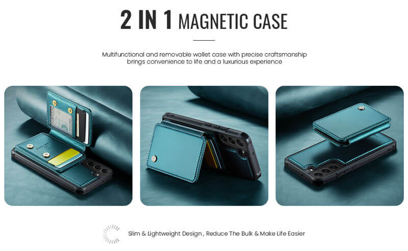 JEEHOOD Samsung Galaxy S22 Magnetic 2-in-1 Wallet RFID-blocking Case