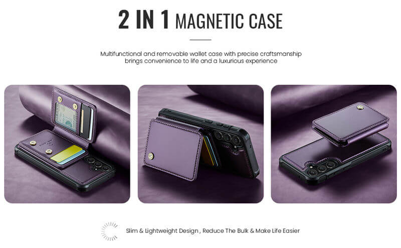 JEEHOOD Samsung Galaxy S23 FE Magnetic 2-in-1 Wallet RFID-blocking Case