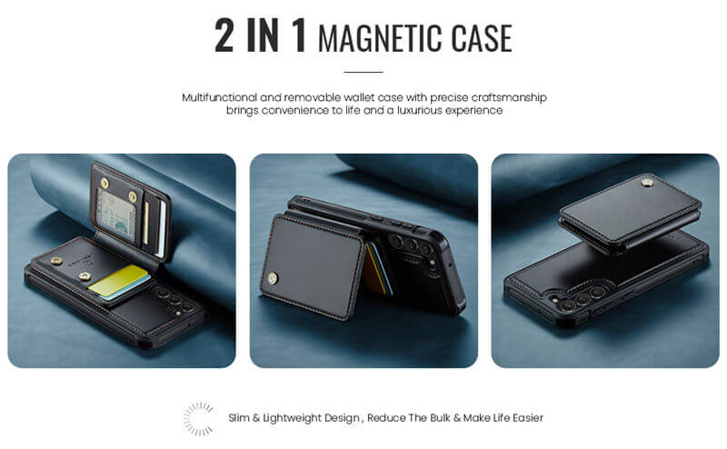 JEEHOOD Samsung Galaxy S23 Plus Magnetic 2-in-1 Wallet RFID-blocking Case