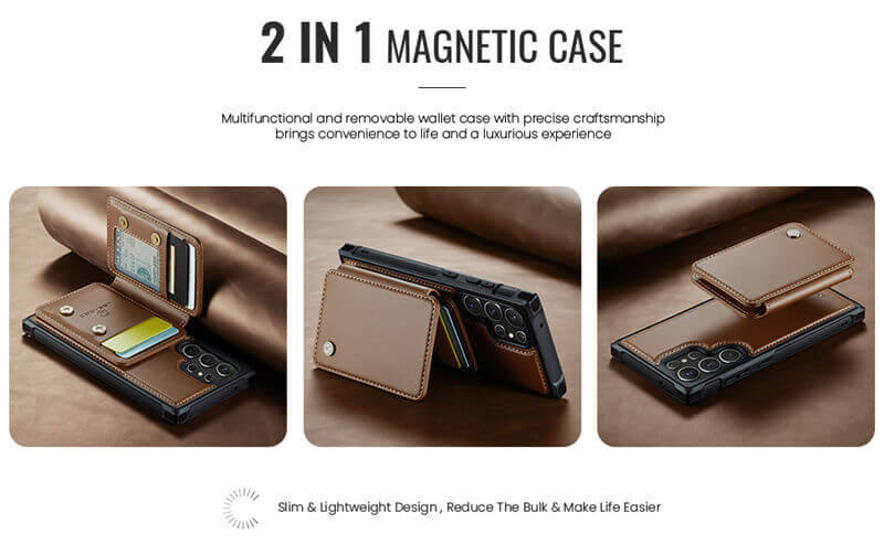 JEEHOOD Samsung Galaxy S23 Ultra Magnetic 2-in-1 Wallet RFID-blocking Case