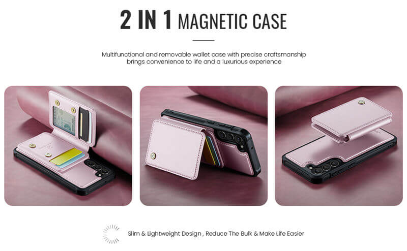 JEEHOOD Samsung Galaxy S23 Magnetic 2-in-1 Wallet RFID-blocking Case