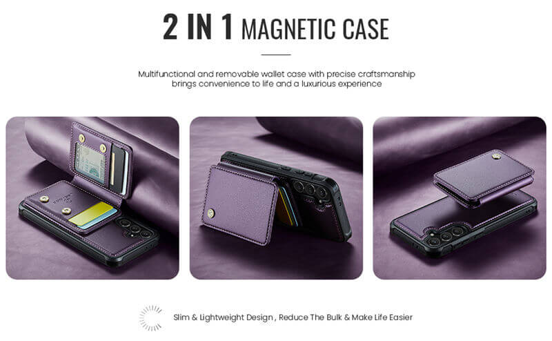 JEEHOOD Samsung Galaxy S24 FE Magnetic 2-in-1 Wallet RFID-blocking Case