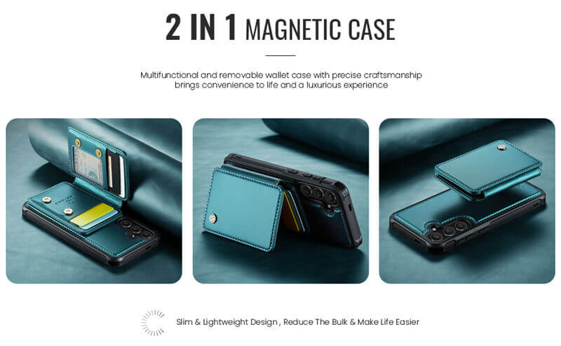 JEEHOOD Samsung Galaxy S24 Plus Magnetic 2-in-1 Wallet RFID-blocking Case