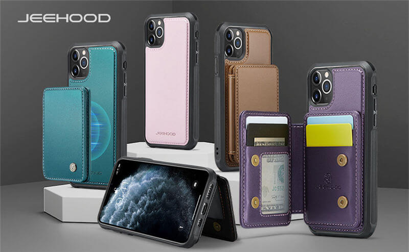 JEEHOOD iPhone 11 Pro Max Magnetic 2-in-1 Wallet RFID-blocking Case