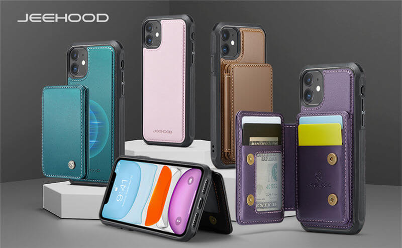 JEEHOOD iPhone 11 Magnetic 2-in-1 Wallet RFID-blocking Case