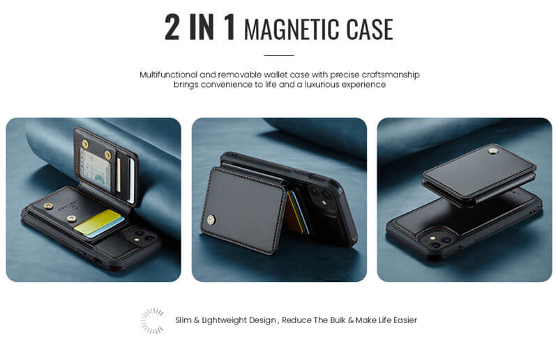 JEEHOOD iPhone 11 Magnetic 2-in-1 Wallet RFID-blocking Case