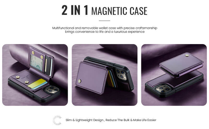 JEEHOOD iPhone 12 Pro Max Magnetic 2-in-1 Wallet RFID-blocking Case