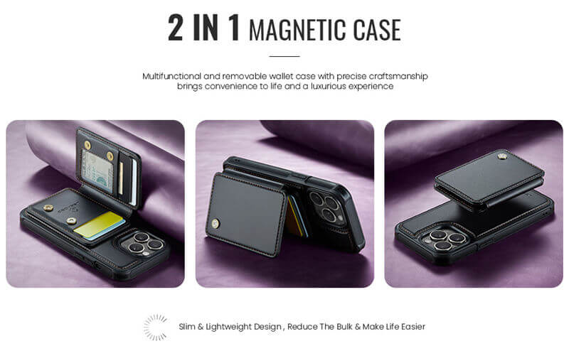 JEEHOOD iPhone 13 Pro Max Magnetic 2-in-1 Wallet RFID-blocking Case