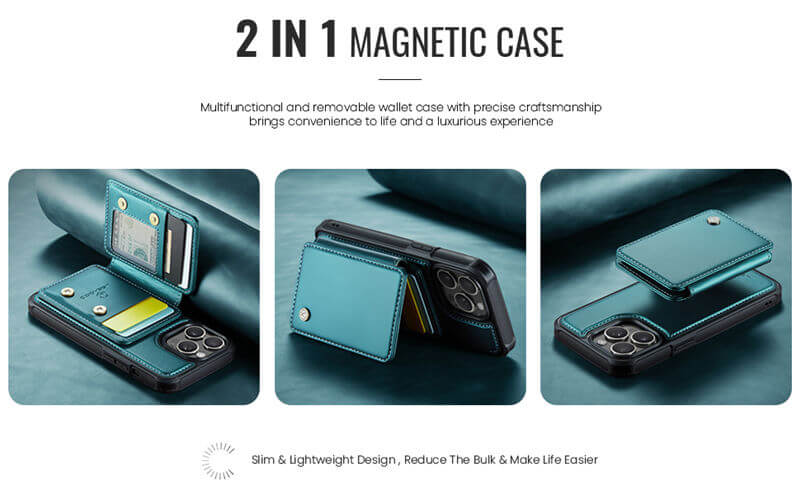 JEEHOOD iPhone 13 Pro Magnetic 2-in-1 Wallet RFID-blocking Case