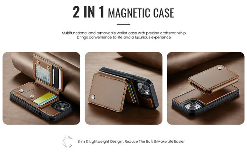 JEEHOOD iPhone 13 Magnetic 2-in-1 Wallet RFID-blocking Case