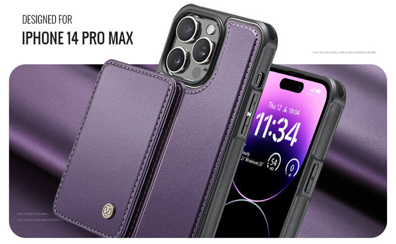 JEEHOOD iPhone 14 Pro Max Magnetic 2-in-1 Wallet RFID-blocking Case