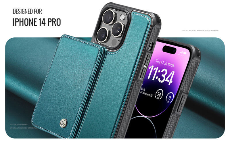 JEEHOOD iPhone 14 Pro Magnetic 2-in-1 Wallet RFID-blocking Case