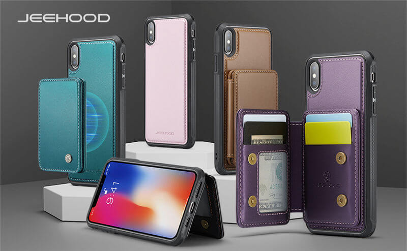 JEEHOOD iPhone X/XS Magnetic 2-in-1 Wallet RFID-blocking Case