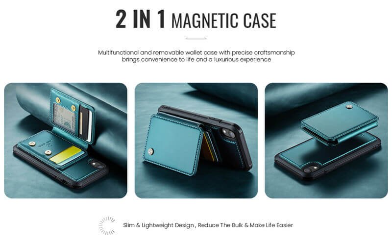 JEEHOOD iPhone XR Magnetic 2-in-1 Wallet RFID-blocking Case