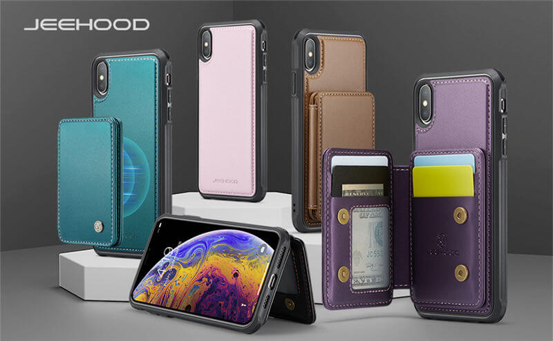 JEEHOOD iPhone XS Max Magnetic 2-in-1 Wallet RFID-blocking Case