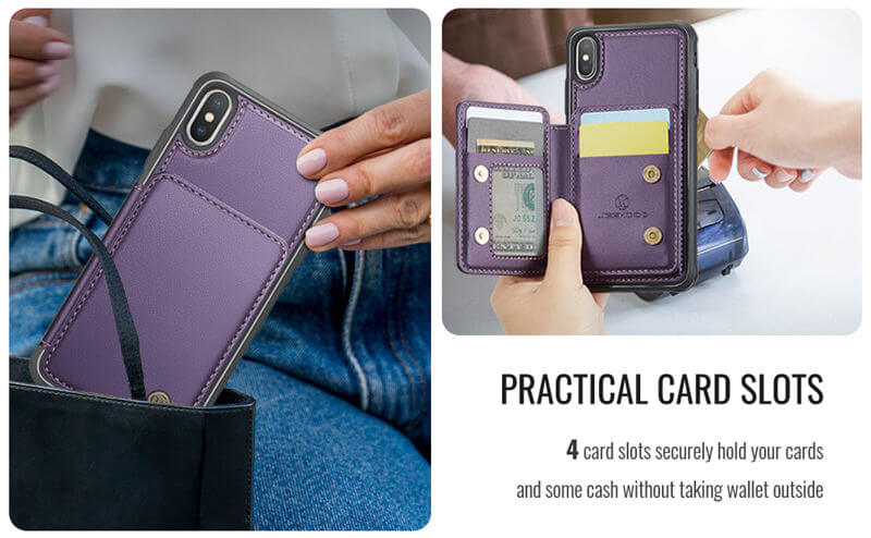 JEEHOOD iPhone XS Max Magnetic 2-in-1 Wallet RFID-blocking Case