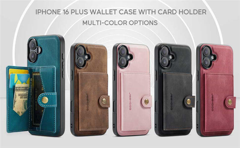 JEEHOOD iPhone 16 Plus Wallet Case