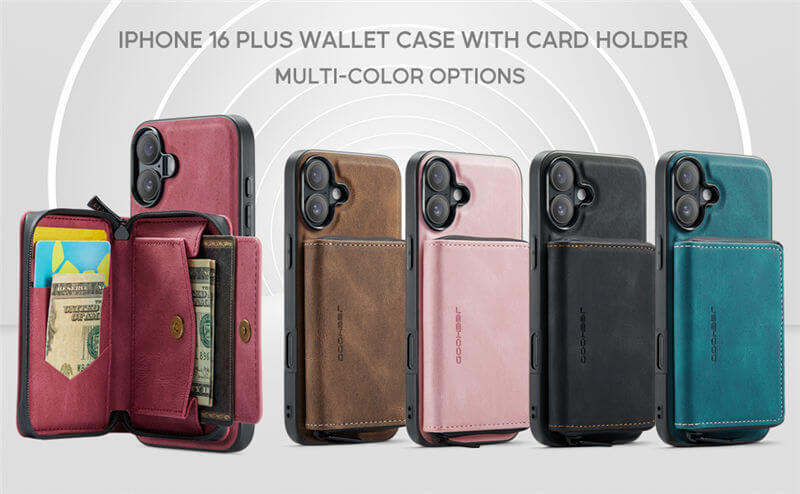 JEEHOOD iPhone 16 Plus Wallet Case