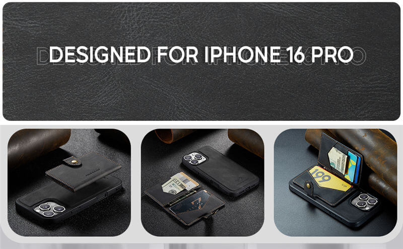 JEEHOOD iPhone 16 Pro Wallet Case