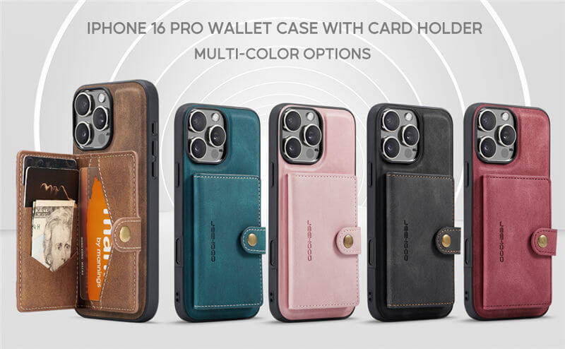 JEEHOOD iPhone 16 Pro Wallet Case