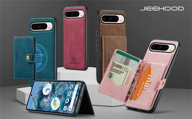 JEEHOOD Google Pixel 9 Pro XL Detachable 2 in 1 Magnetic Wallet Case