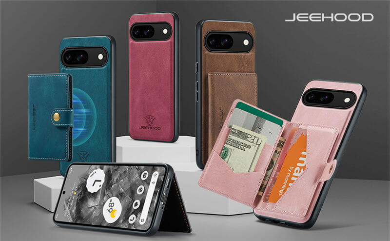 JEEHOOD Google Pixel 9/Pixel 9 Pro Detachable 2 in 1 Magnetic Wallet Case